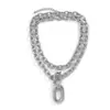 Amazon Moda Nuevo Collar con Colgante Entrelazado de Clip de Papel Cadena Gruesa de Clip de Papel Cadena Doble para Clavícula Color Acero