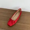 ¡Aumento de la altura interior! Bailarinas Cuadradas con Lazo Estilo Francés para Mujer, Zapatos de Boca Baja de un Solo Color, Zapatos de Abuela Estilo Suave, Zapatos de Primavera para Mujer