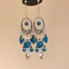 Brincos de Concha com Borla Azul Sea Valley Blue para Férias na Praia Brilhantes Longos Versáteis Estilo Jovem