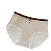 Ropa interior para mujer A410, 10A, algodón puro, antibacteriana, con encaje ondulado y detalle de lazo, de cintura media, bragas de algodón tipo triángulo
