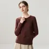 Suéter de Punto Fino de Lana y Cachemira para Otoño e Invierno para Mujer con Dobladillo Enrollado Plano Holgado Cuello Redondo
