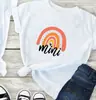 Camiseta con Estampado de Familia Arcoíris Mamá y Mini Manga Corta Ropa para Mujer Comercio Exterior