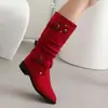 40--52 Tamanho Grande Sapatos Femininos Exportação Botas Transfronteiriças Outono e Inverno Novos Sapatos Baixos com Salto Botas Femininas Bico Fino Salto Grosso Botas Altas