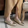 Sapatos Mary Jane Super Macios de Couro Bovino Confortáveis com Aumento de Altura Interior Primavera 2025 Salto Médio Bico Redondo Parte Superior Rasa Botão Redondo Camada Única de Couro Genuíno Sapatos para Mulheres