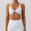 Sujetador Deportivo Cruzado de Espalda Cruzada Europeo y Americano para Mujer Color Nude Ropa de Yoga para Correr Fitness Sujetador de Secado Rápido Chaleco de Yoga