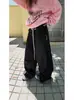 Jeans de Lunares con Cordón de Otoño para Mujer, Pantalones Rectos Holgados, Pantalones de Pierna Ancha Retro Americano, Pantalones Casuales de Caída Larga