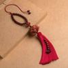 Colgante de Coche de Loto de Hoja Pequeña de Palo de Rosa Adorno de Espejo Retrovisor de Gama Alta Decoración Interior de Coche Cuentas de Buda para Coche Unisex para Seguridad