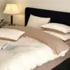 Conjunto de cama de quatro peças em jacquard tridimensional, de alta contagem, 100% algodão, lavado, de trama espessa, escovado, em estilo retrô, incluindo uma capa de edredom 100% algodão, lençol e lençol com elástico