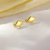 Pinzas para Orejas Retro de Forma Rombo Doradas Lisas Estilo Francés, Pendientes Elegantes de Alta Gama, Accesorios para Orejas de Lujo Ligero, Pendientes al por Mayor, Lote Pequeño
