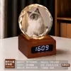 Bola de cristal creativa, luz de noche de madera maciza, lámpara ambiental de escritorio, decoración de mesita de noche, temática de mascotas gato y perro, regalo de recuerdo personalizable