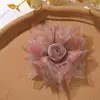 Principios de Primavera Dulce Organza Teñido Degradado Floral Rosa Clip para el Cabello DIY Goma para el Cabello Accesorios para el Cabello de Mujer Adornos Florales