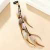 Presilha de Cabelo Bohemian Feather Longa Estilo Étnico Exótico Vintage Versátil Acessório de Cabelo para Mulheres