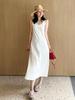 Vestido para Mulheres 26 Verão de Alta Qualidade Clássico Branco Corte Padrão Gola Redonda Vestido de Tricô Vestido Casual Feminino