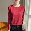 Tecido Lyocell Moda Feminina Primavera/Verão 2026 Camisa Básica Slim-Fit Manga Longa Elegante Versátil Top Fino Camiseta