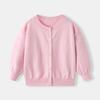 2026 Novo Estilo Cardigan de Tricô Bordado de Coração Estilo Coreano para Meninas Pequenas, Suéter de Algodão, Casaco Fino para Primavera e Outono