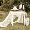 Camino de Mesa de Encaje Blanco Estilo Francés Mantel de Encaje Floral Decoración Romántica de Boda Cubierta para Mesa de Café Diseño Hueco Decorativo Vintage
