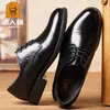 Zapatos de Cuero Cabeza de Anciano Zapatos Formales de Cuero para Hombre Estilo Británico con Cordones Zapatos de Cuero para Traje de Negocios Suela Gruesa Zapatos de Trabajo Q799591