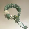 Pulsera Joyería Estilo Nacional, Pulsera Flor de Lirio del Valle Estilo Chino, Cuentas de Buda Tapa de Leche, Pulsera Flor Explosión, Cuentas Redondas de 10 mm, Pulsera de Perlas de Imitación