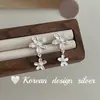 Pendientes Coreanos Dongdaemun Primavera y Verano Nuevos Estilo Ins Plata de Ley S925 Flor de Perla de Doble Capa Pendientes de Botón Versátiles y de Alta Gama