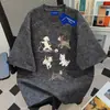 Camiseta Tie-Dye de Manga Curta 100% Algodão Puro Inspirada em Design de Nicho para Homens e Mulheres, Verão, Caimento Solto, Gola Redonda Emagrecedora, Top para Casal, Tendência