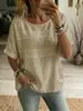 2026 Amazon Comercio Exterior Transfronterizo Verano Nuevo Estilo Europeo y Americano Top Casual Holgado de Manga Tres Cuartos de Color Sólido con Cuello Redondo para Mujer