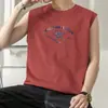 Camiseta sem mangas 100% algodão Colete Masculino Verão Fitness Basquete Estampa de Letras Moletom Colete Esportivo de Algodão Branco