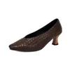 Elegantes Zapatos Mary Jane Versátiles de Boca Baja Estilo Francés, Planos Tejidos para Primavera y Otoño, Tallas Grandes 40-45, Zapatos de Exportación