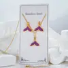 Moda Transfronteriza de Fábrica Simple y Único Europeo y Americano Pendientes y Colgante de Collar de Acero Inoxidable con Goteo de Aceite Juego de Dos Piezas