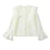 Colección Primavera 2026 Transfronteriza de AliExpress: Elegante y a la moda top ligero con cuello de muñeca de encaje francés para mujer