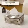 Caja de Pañuelos de Plata de Lujo de Gama Alta Estilo Ins Creativa para Sala de Estar, Nuevo Modelo 2026, Decoración de Caja de Pañuelos Moderna y Estéticamente Agradable