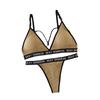 Conjunto de ropa interior de algodón con hilo de comercio exterior para mujer, estilo deportivo, sexy, estilo francés, copa triangular en forma de T, que envuelve el pecho.