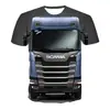 Exportação Transfronteiriça Venda Quente Verão Novo Caminhão Pesado Masculino Esportivo Manga Curta Impressão 3D Pulôver Casual Moda Camiseta