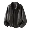 Chaqueta de cuero PU estilo retro americano deconstruida con retazos y cuello alto para hombre, nuevo estilo otoño/invierno 2026, corte holgado, chaqueta biker entalladora, moderna