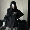 Camiseta base blanca estampada estilo ins Harajuku coreano, de longitud media, manga larga, corte holgado para mujer, moderna