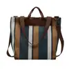 Bolsa de Lona Listrada Texturizada Feminina Grande Capacidade Retrô para o Dia a Dia Bolsa de Mão Moda Nicho Versátil Bolsa Tote Transversal