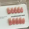 Novo Modelo 2026: Unhas Postiças Artesanais Elegantes e Descoladas Cor Cereja Vermelho Gradiente Hailey Olho de Gato para Pele Mais Clara - Atacado