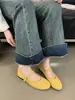 Zapatos de Ballet de Hada Doudoushow Primavera y Otoño 2024 Nuevos Punta Redonda Boca Baja Hebilla de Una Línea Tacón Plano Zapatos Mary Jane