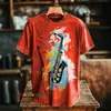 Moda Transfronteiriça Estampa de Padrão Artístico de Jazz Masculina Gola Redonda Manga Curta Estampa Digital 3D Feito Sob Medida, A Partir de Uma Peça