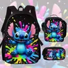 La Mochila Más Vendida de Amazon Stitch Stitch para Estudiantes de Primaria y Secundaria Bolso de Hombro Estuche Tres Piezas Anime Dibujos Animados
