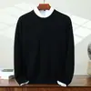 Suéter de Cachemira para Hombre Otoño e Invierno, Cuello Redondo, Lujo Ligero, Sencillo, Versátil, Tejido Cálido