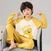 Pijama Infantil Cartoon para Meninos 2025 Novo Conjunto de Duas Peças com Calça de Manga Longa para Crianças Maiores Roupas de Casa