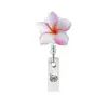 Portadocumentos con Pestaña Floral, Portacredencial Giratorio Retráctil de Acrílico, Pinza de Cocodrilo para Uso Médico, Carrete Adhesivo