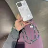 Verano Lujo Ligero Morado Láser Colorido Cuentas Heidi Cadena para Teléfono Móvil Colgante de Muñeca Portátil Anti-pérdida Cadena para Funda de Teléfono Móvil Creativa