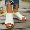 Sandalias de cuña multicolor estilo retro europeo y americano de talla grande para mujer, con diseño de una sola tira y tira trasera con cierre de velcro