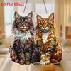 Pegador de Luz Gato Maine Coon Colorido Transfronteiriço - Pingente de Arte de Parede Acrílica 2D Estilo Retrô