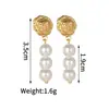Pendientes de Acero Inoxidable con Perlas de Moda Japoneses y Coreanos para Mujer, Pendientes Largos Minimalistas de Moda y Tendencia, Accesorios Versátiles de Lujo Ligero