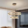 Mumingju Luxo Leve Elegante Cristal Natural Lustre para Sala de Estar 6 Novas Peças Criativas Circulares de Ferro Luz Principal para Sala de Jantar e Quarto