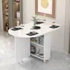Mesa de comedor plegable para uso doméstico, adecuada para apartamentos pequeños, simple, multifuncional, móvil, con ruedas, rectangular, ideal para propiedades de alquiler
