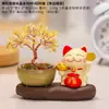 Adornos de Árbol de Cristal de Gato de la Suerte Lindos Decoración de Escritorio para el Hogar de Gama Alta Árbol del Dinero Árbol de la Fortuna Adornos de Entrada