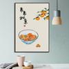Pintura Decorativa de Novo Estilo Chinês Moderna Minimalista para Sala de Estar Pendurada Caqui Caqui Ruyi Mural para Restaurante Pintura de Entrada Estilo Chinês Atacado